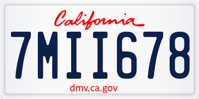 CA license plate 7MII678
