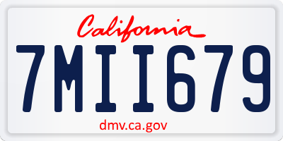 CA license plate 7MII679