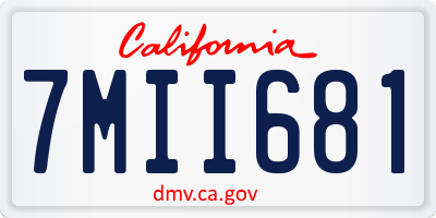 CA license plate 7MII681