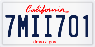 CA license plate 7MII701