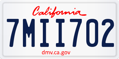CA license plate 7MII702