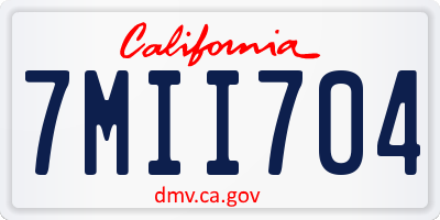 CA license plate 7MII704