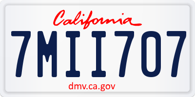 CA license plate 7MII707