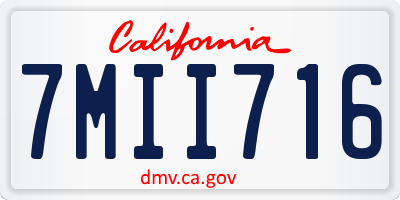 CA license plate 7MII716
