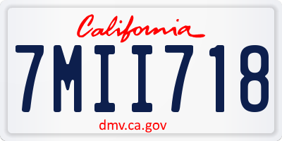 CA license plate 7MII718