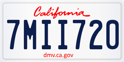CA license plate 7MII720