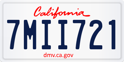 CA license plate 7MII721