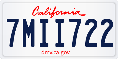 CA license plate 7MII722