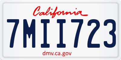 CA license plate 7MII723