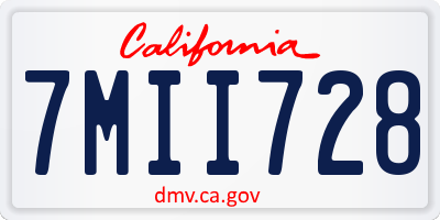 CA license plate 7MII728