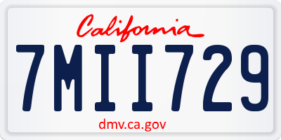 CA license plate 7MII729