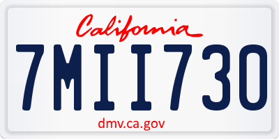 CA license plate 7MII730