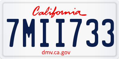 CA license plate 7MII733