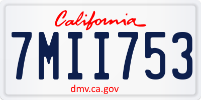 CA license plate 7MII753