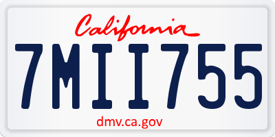 CA license plate 7MII755