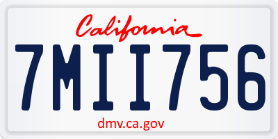 CA license plate 7MII756