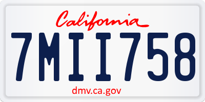 CA license plate 7MII758