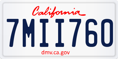 CA license plate 7MII760