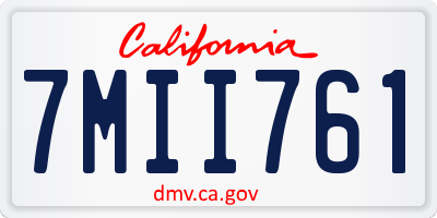 CA license plate 7MII761