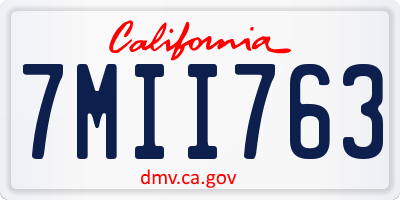 CA license plate 7MII763