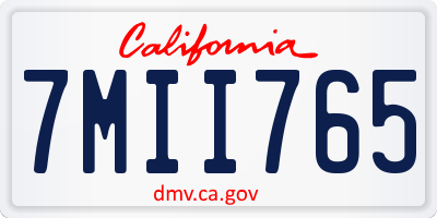 CA license plate 7MII765