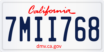 CA license plate 7MII768