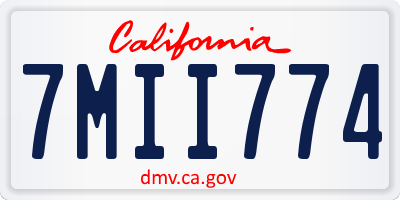 CA license plate 7MII774