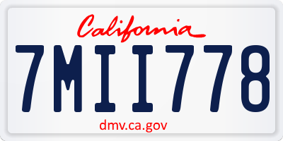 CA license plate 7MII778