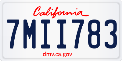CA license plate 7MII783