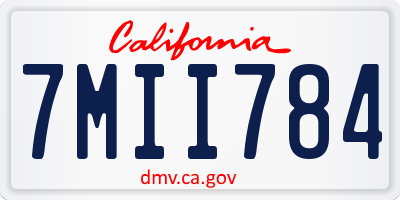 CA license plate 7MII784