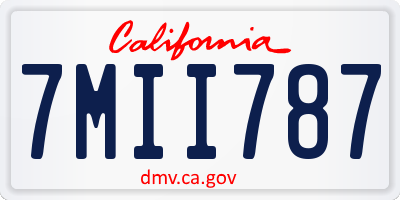 CA license plate 7MII787