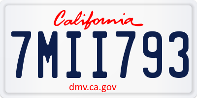 CA license plate 7MII793