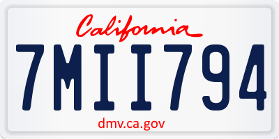 CA license plate 7MII794