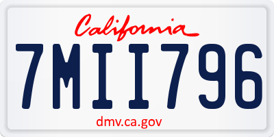CA license plate 7MII796