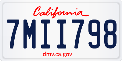 CA license plate 7MII798