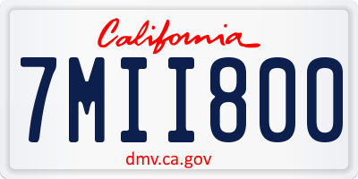 CA license plate 7MII800