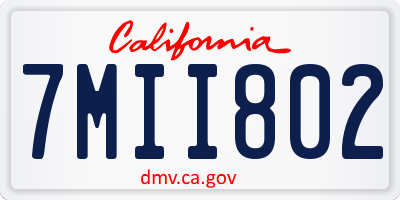 CA license plate 7MII802