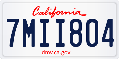 CA license plate 7MII804
