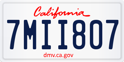 CA license plate 7MII807