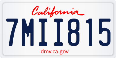 CA license plate 7MII815