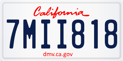 CA license plate 7MII818