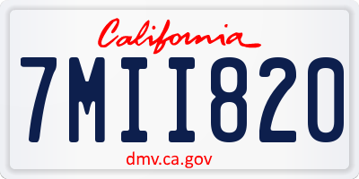 CA license plate 7MII820