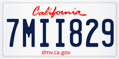 CA license plate 7MII829