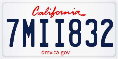 CA license plate 7MII832