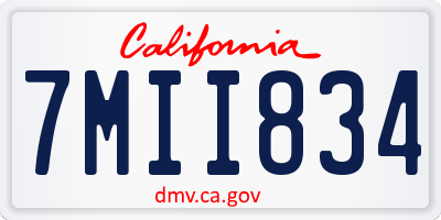 CA license plate 7MII834