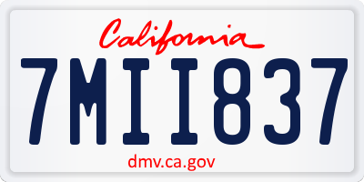 CA license plate 7MII837