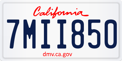 CA license plate 7MII850