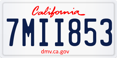 CA license plate 7MII853