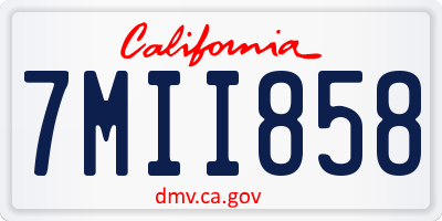CA license plate 7MII858