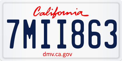 CA license plate 7MII863